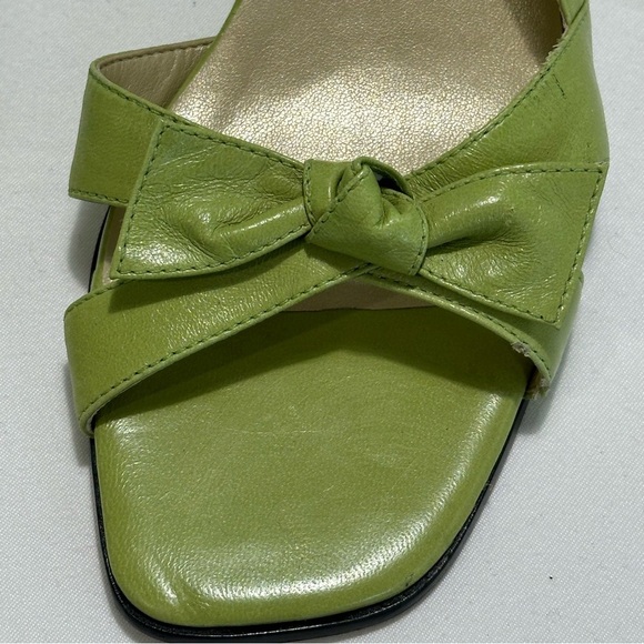 Etienne Aigner Lime Green Wedge Heel Sandals Size 7 Vintage - Picture 3 of 14